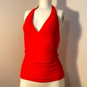 Athleta ruched Halter tankini top XS